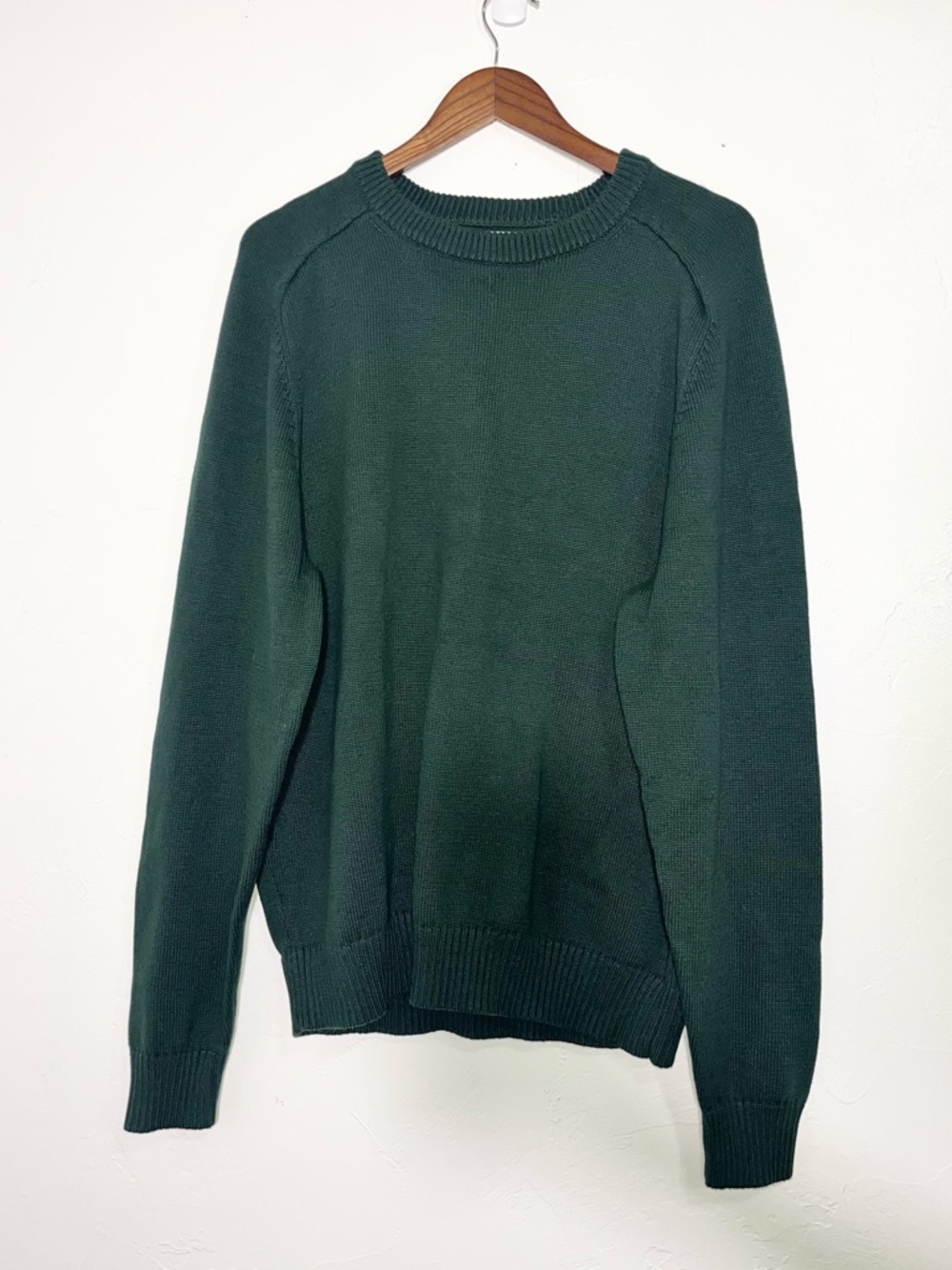 J. Crew Heritage Cotton Crewneck Sweater Men's XL Dark Forest Green Ribbed - Picture 8 of 14